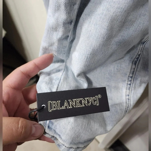 BLANKNYC Women's Mini Denim Dress with Cut Out Detail Sz Large Festival Bohemian - Picture 8 of 9